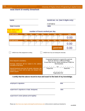 University of Virginia Biweekly Timesheet