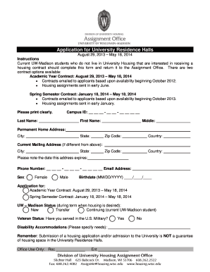 University Residence Halls Application