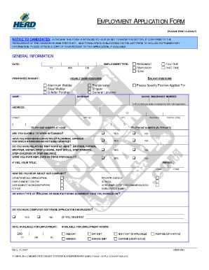 Employment Application Form (PDF) - Herd