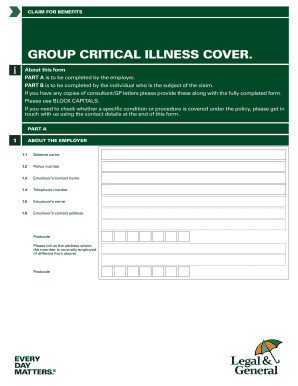 Group Critical Illness Cover Claim Form