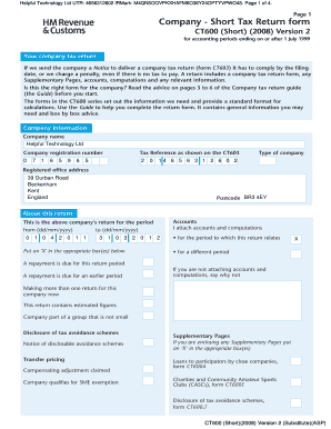 Company - Short Tax Return form - Helpful Technology