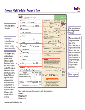 Air Waybill for Battery Shipment to China