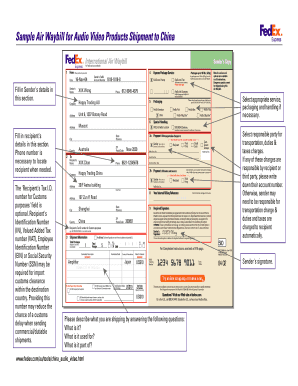 Air Waybill for Audio Video Products Shipment to China