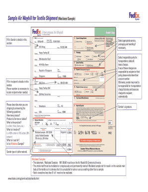 FedEx Air Waybill for Textile Shipment