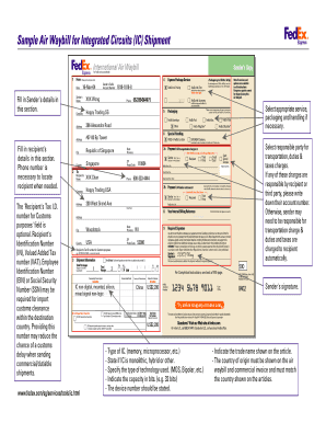 FedEx Air Waybill for Integrated Circuits