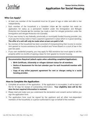 Application for Social Housing
