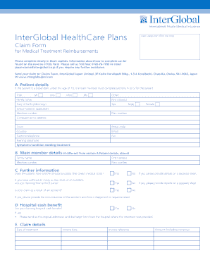 InterGlobal Medical Treatment Reimbursement Claim Form