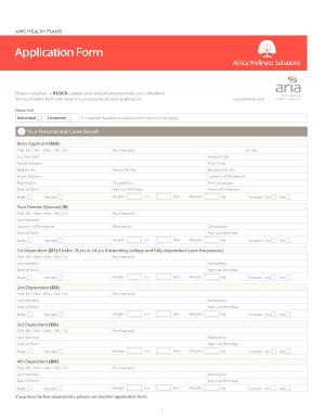 AWS Health Plans Application Form