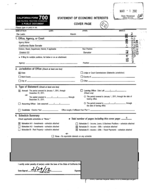 California Form 700 Statement of Economic Interests