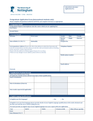 Postgraduate Application Form