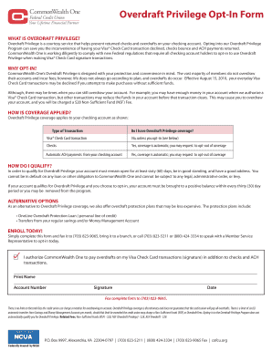 Overdraft Privilege Opt-In Form