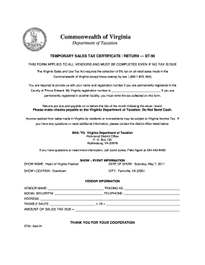 Virginia Temporary Sales Tax Certificate