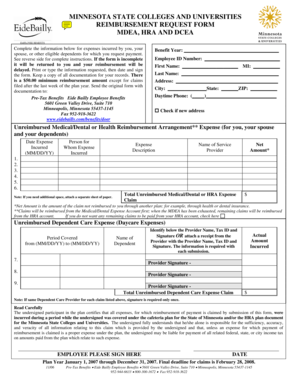 Minnesota State Reimbursement Request Form