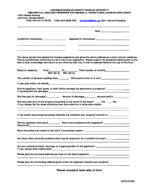 Landlord Reference Form - Lawrence-Douglas County Housing ... - ldcha