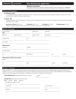 Alzheimer’s Association Membership Application