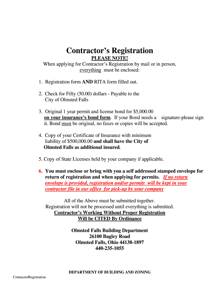 city of parma contractor registration Preview on Page 1.