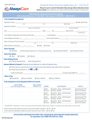 Dental & Vision Insurance Application