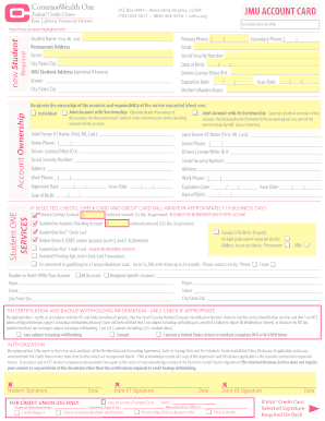 JMU Student Account Card