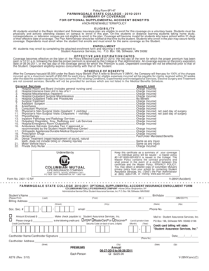 Farmingdale State College Supplemental Accident Insurance Form