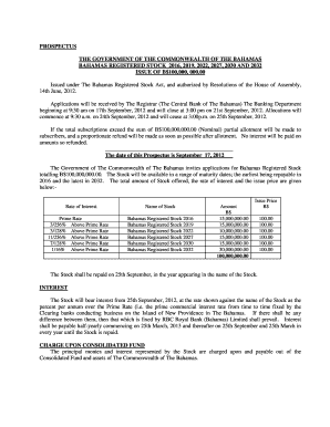 Bahamas Registered Stock Application Form