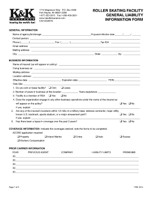 Skating Facility Insurance Application