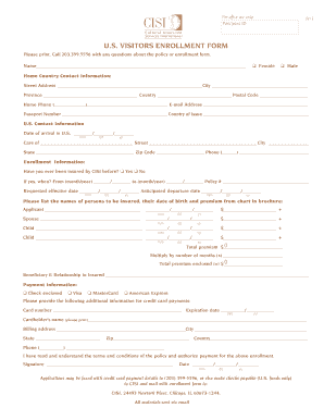 US Visitors Insurance Application