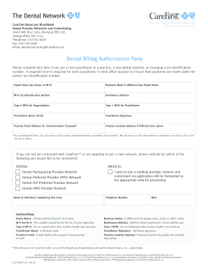 Dental Billing Authorization Form