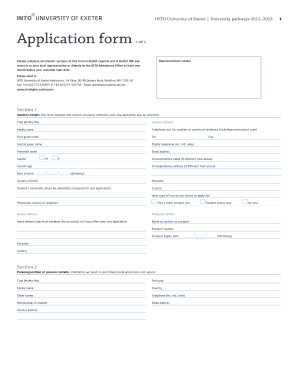 INTO University of Exeter Application Form