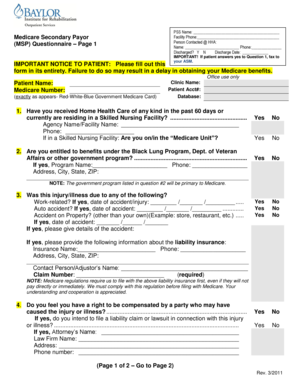 Medicare Secondary Payor Questionnaire