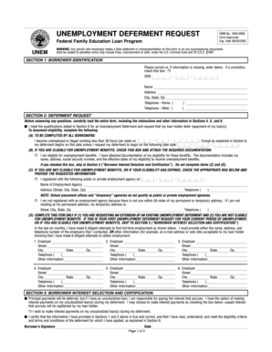 Federal Unemployment Deferment Request Form