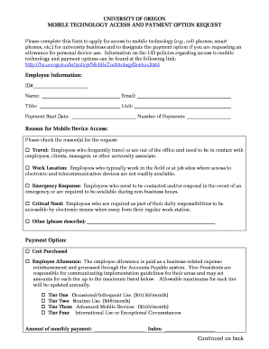 University of Oregon Mobile Technology Access Request