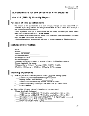 Healthcare Information System Questionnaire