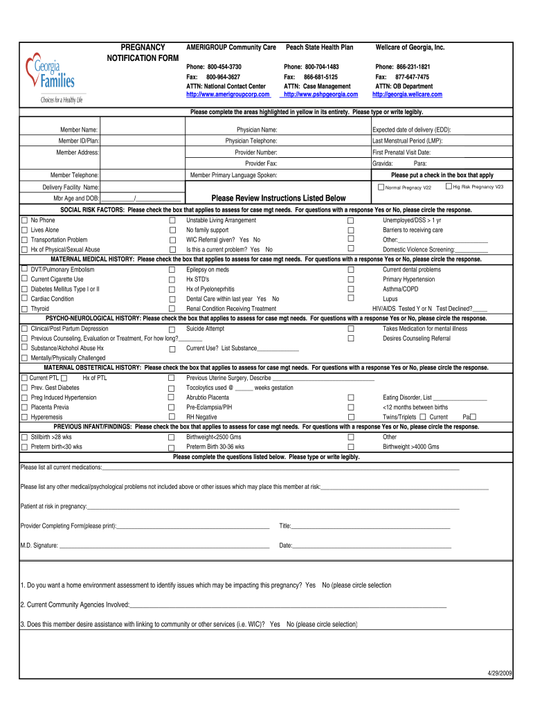 free proof of pregnancy form Preview on Page 1