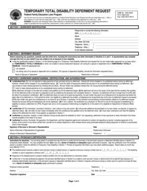 Temporary Total Disability Deferment Request