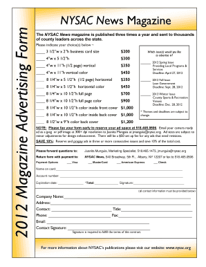 NYSAC Magazine Advertising Form
