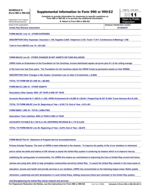 Schedule O Form 990 or 990-EZ