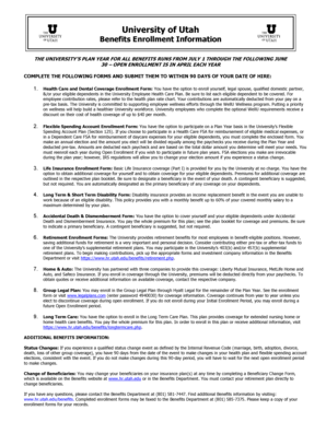 University of Utah Benefits Enrollment Form