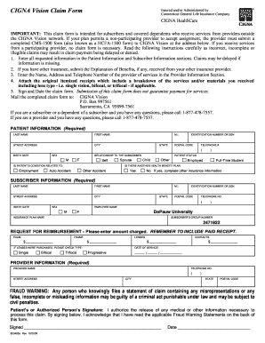 CIGNA Vision Claim Form