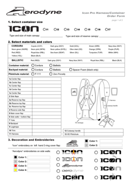 Aerodyne Harness/Container Order Form