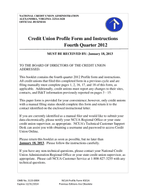 NCUA Credit Union Profile Form 4501A