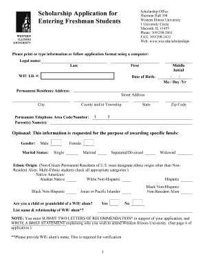 Western Illinois University Scholarship Application