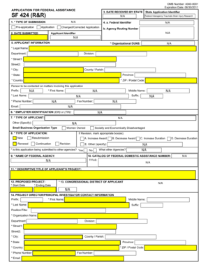 Federal Assistance Application Form