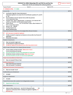 NRSA Fellowships Checklist