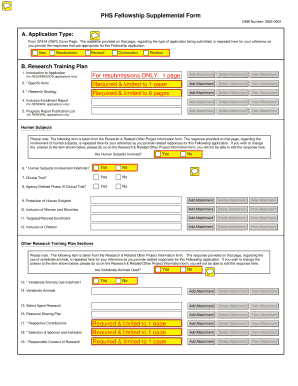 PHS Fellowship Supplemental Form