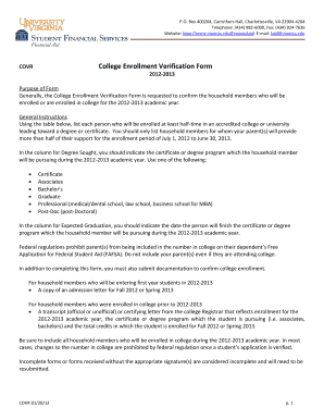 College Enrollment Verification Form