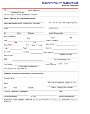 Request for Live Scan Service