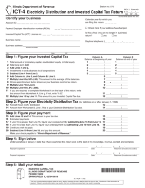 Illinois ICT-4 Electricity Distribution and Invested Capital Tax Return