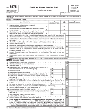 Form 6478 Credit for Alcohol Used as Fuel 2007