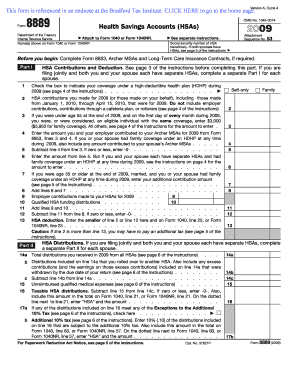 Form 8889 Health Savings Accounts 2009