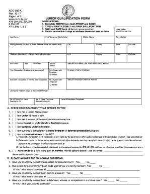 Kentucky Juror Qualification Form